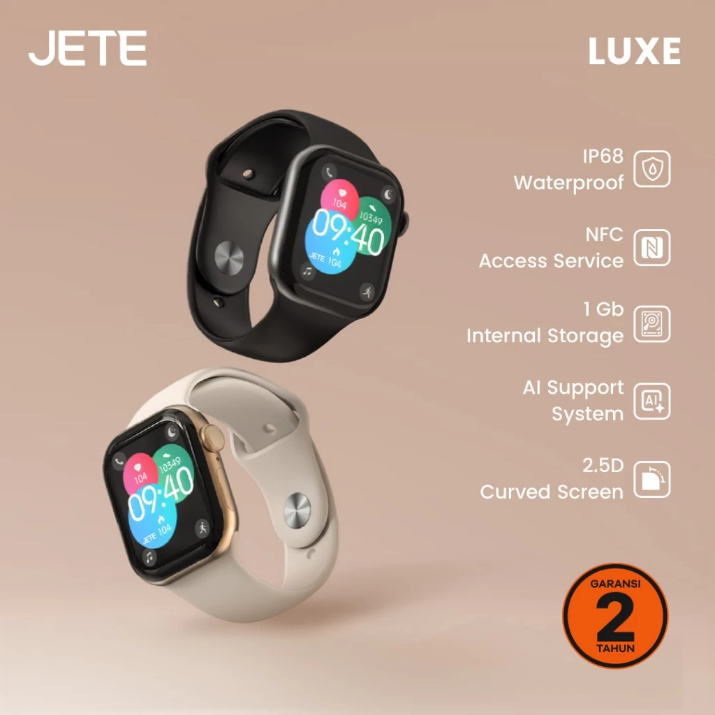 JETE LUXE Smartwatch Jam Tangan 1.85" AMOLED Screen Display ChatGPT NFC AI System Bluetooth Call IP68 Waterproof Tahan Air 100+ Sport Mode Heart Rate Sleep Monitoring untuk Pria Wanita (RTL) - Gambar 2