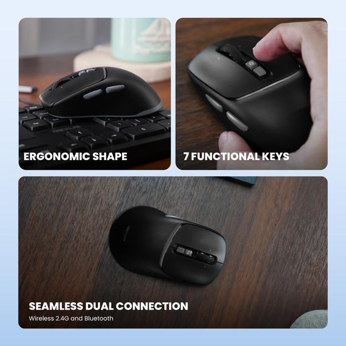 Mouse Office Rexus Nava Pro Q15 / Q-15 Mouse Wireless Silent Click Untuk Kantor Bentuk Ergonomic Dengan Co-Pilot - Gambar 3