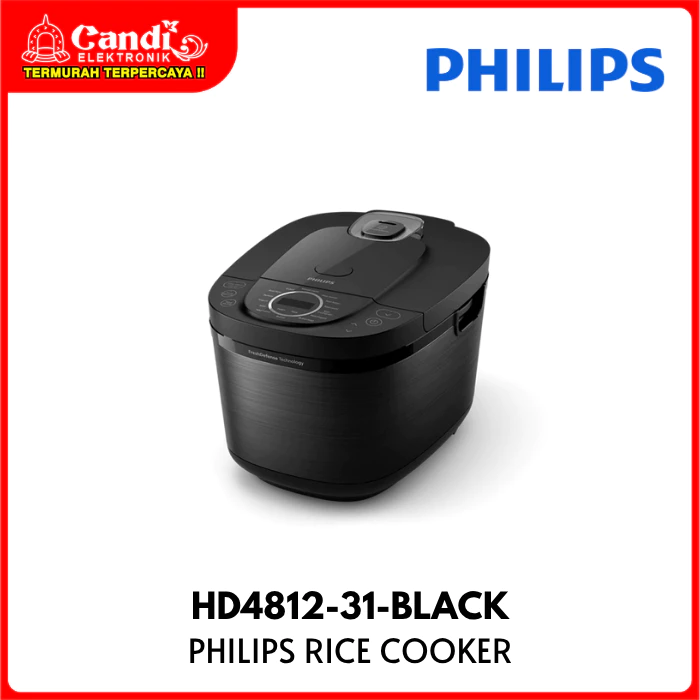 PHILIPS Rice Cooker 1.8 Liter Penanak Nasi Fresh Defense Lapisan Binchotan HD4812-31-BLACK