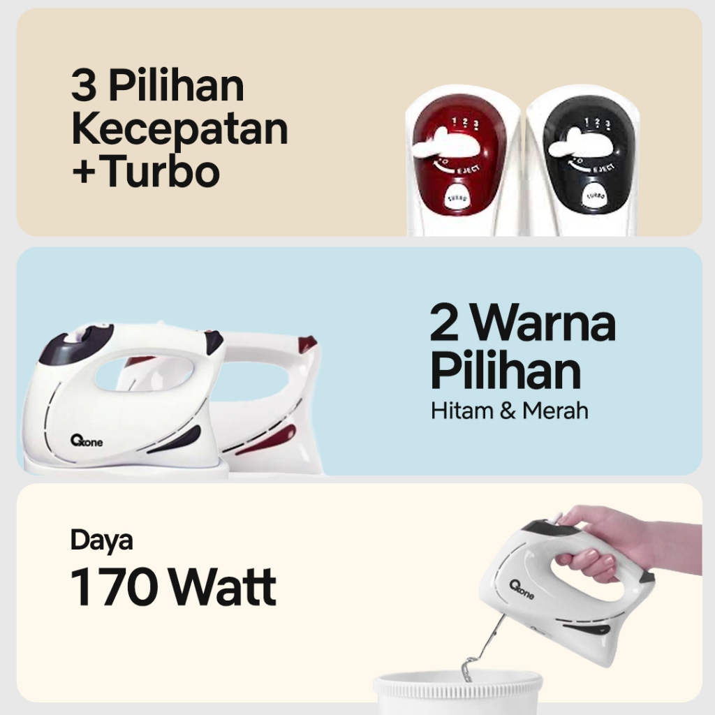 Oxone OX833 Mixer Bowl Turbo Power Kapasitas Mangkok 1 L - Gambar 3
