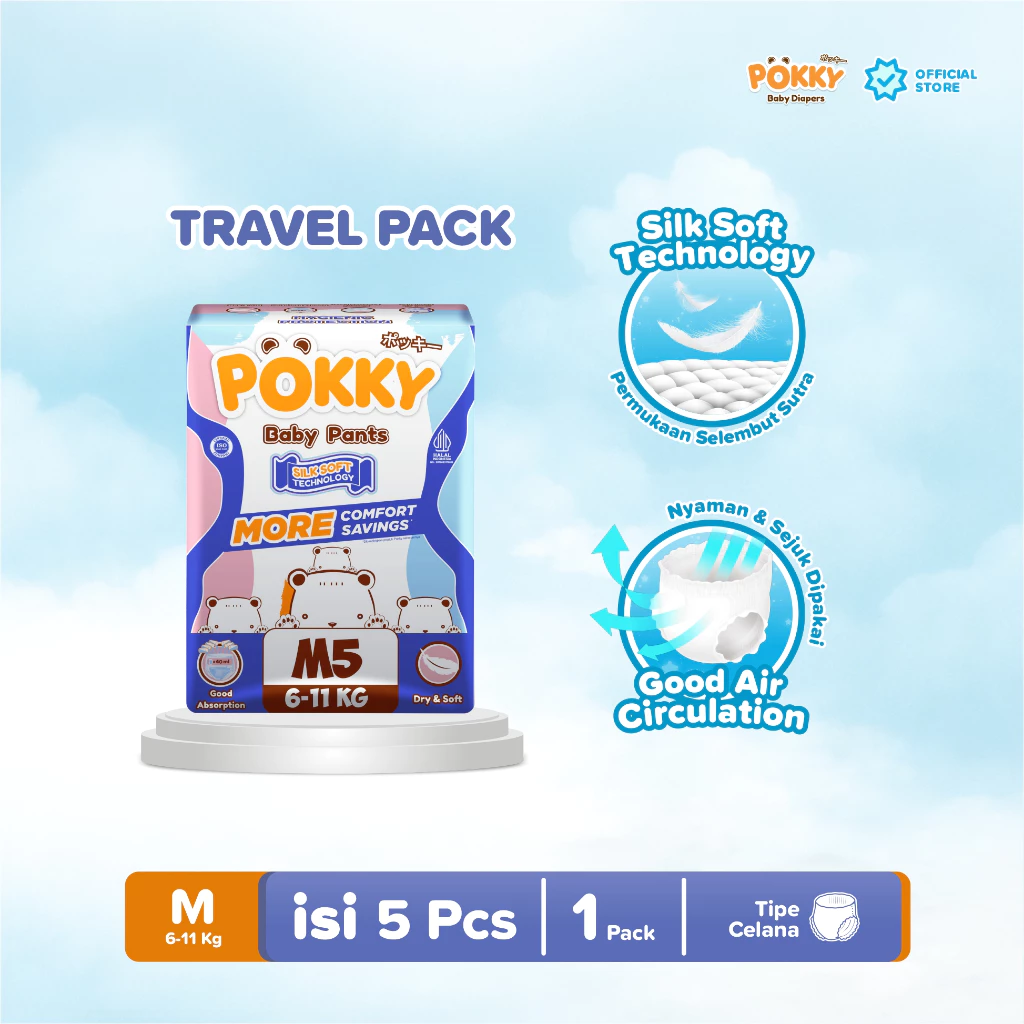 [1 BAG] POKKY Pants Travel Pack M5/L5/XL4/XXL4 - Gambar 2