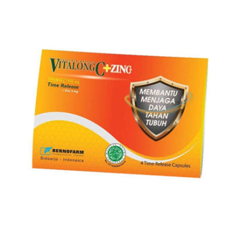 VITALONG C + ZINC VITAMIN C 500MG 1 STRIP 4 KAPSUL /MULTIVITAMIN / DAYA TAHAN TUBUH - Gambar 2
