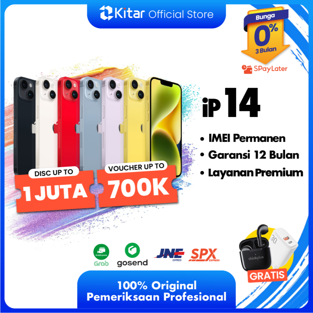 iPhone 14 ex iBox Beacukai IMEI Permanen Garansi 12 Bln 100% Original Second iPhone FULLSET 128GB 256GB