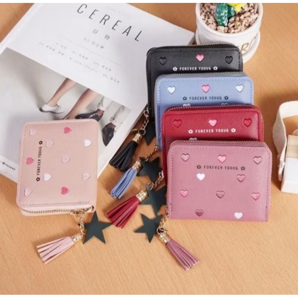 Dompet Kelly Belly Love Dan Bunga Dompet Id Card Resleting Wanita
