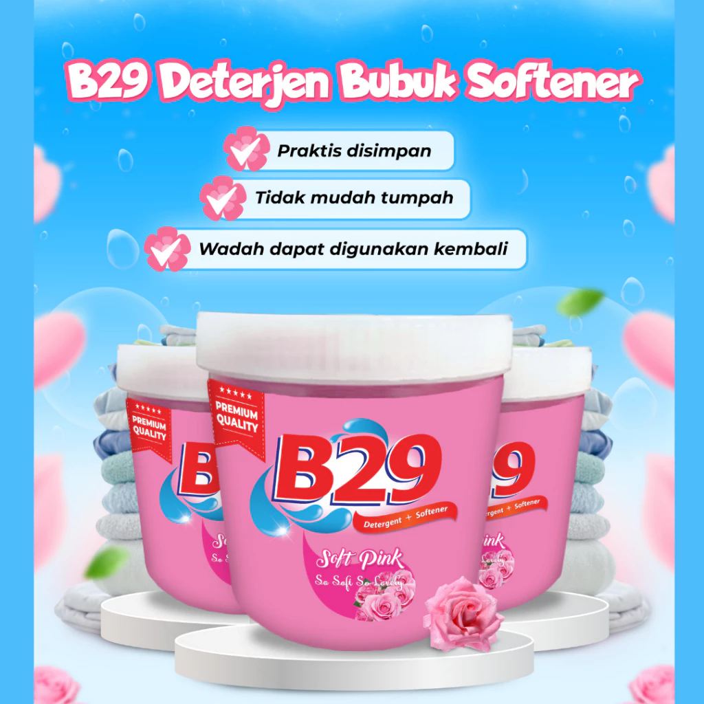 B1G1 B29 CUP Deterjen Bubuk Softener SOFT Pink 150g - Powder Pencuci Pakaian pakai POT (DAPAT 2 PCS) - Gambar 3