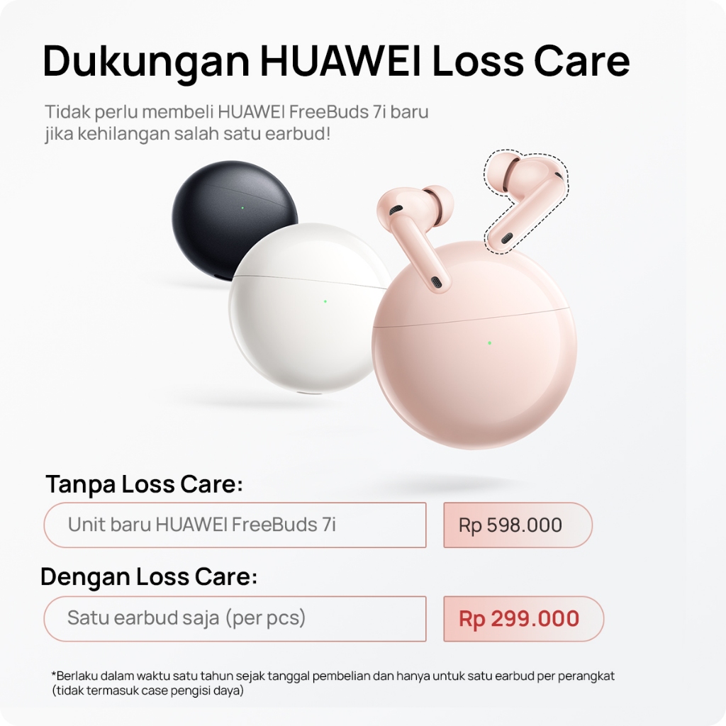 [8.8 s/d 20%*] HUAWEI FreeBuds 7i TWS / Intelligent Dynamic ANC 4.0 / Spatial Audio l Clear Calls with Six Mics / IP54 - Gambar 3