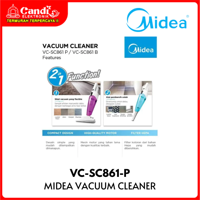 MIDEA Vacuum Cleaner Stick Penyedot Debu VC-SC861-P - Gambar 3