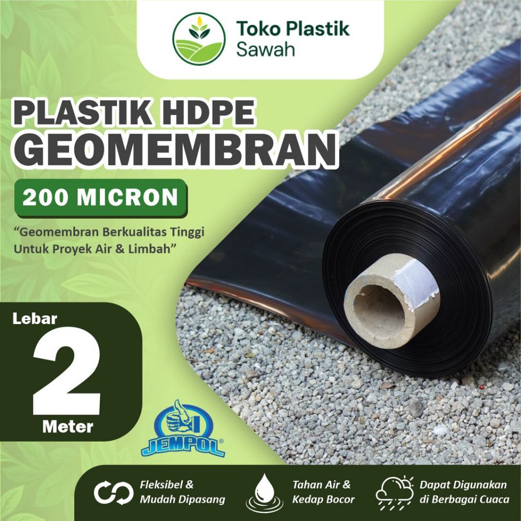 Geomembran HDPE Tebal 200 Micron Lebar 2 Meter