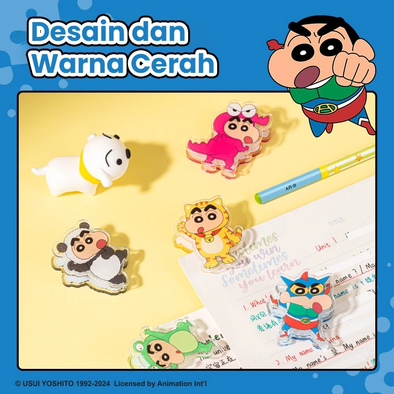 Deli x Sinchan Jepitan Kertas / Binder Clip Akrilik Motif Lucu LB401 - Gambar 2