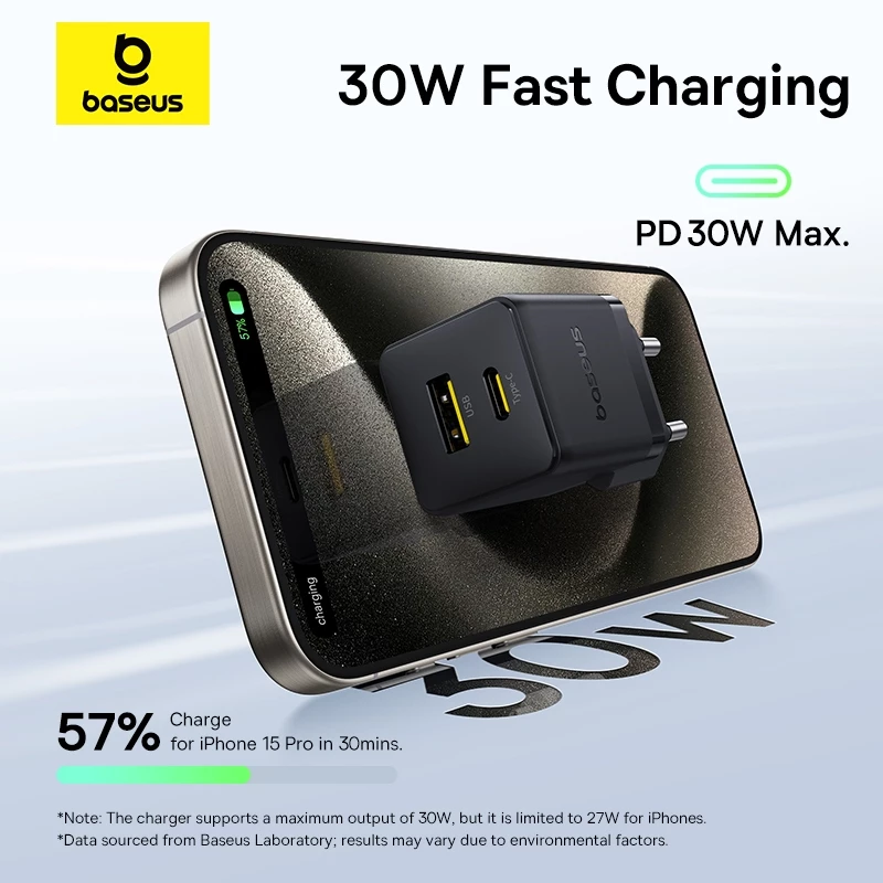 Baseus Palm Series Charger 30W USB-A + USB-C Fast Charging BCT Cooling System Cut Off - Gambar 3
