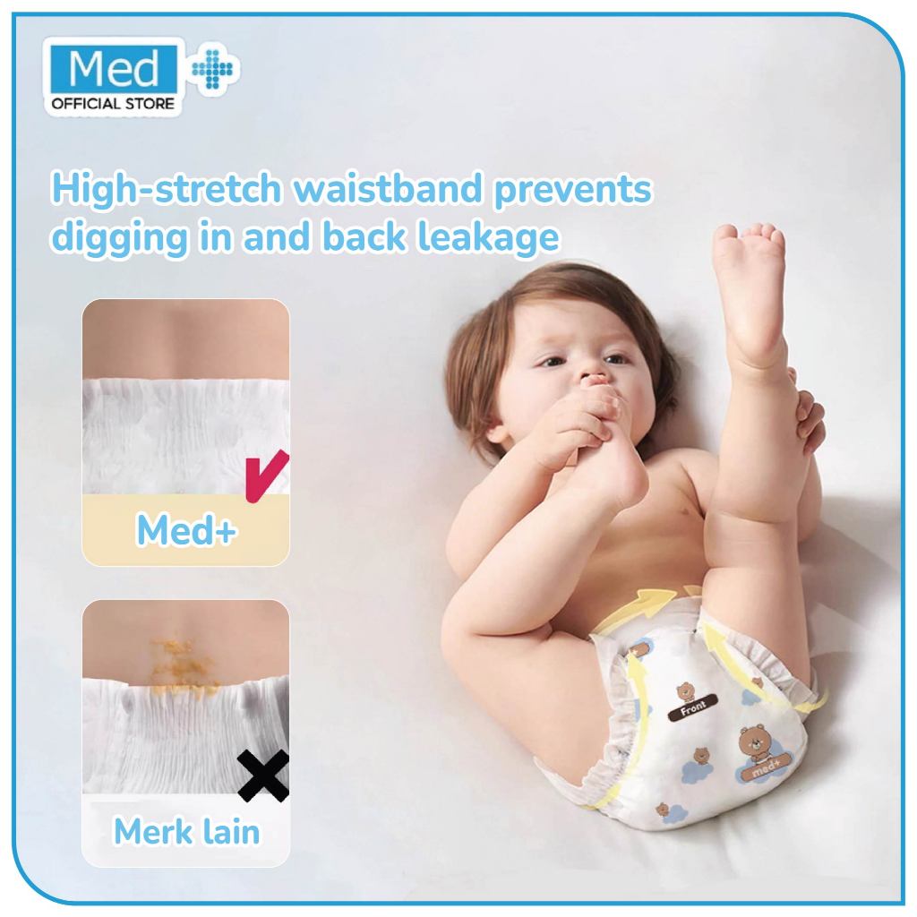 Med+ Baby Diapers Pants Disposable / Popok Bayi Sekali Pakai Tipe Celana Nyaman dan Lembut Baby Comfort Diapers Premium - 6 Pack - Gambar 3
