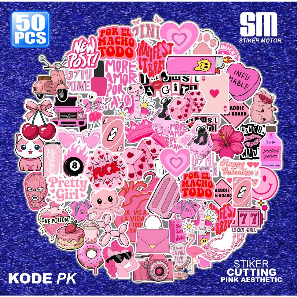 50 PCS AESTHETIC PINK VYNIL STICKERS ALREADY CUT WATERPROOF (PK ...