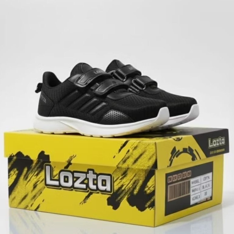 LOZTA Sepatu Sekolah Anak Perekat Sol Karet Ringan Anti Slip BLACKWHITE Series - Gambar 4