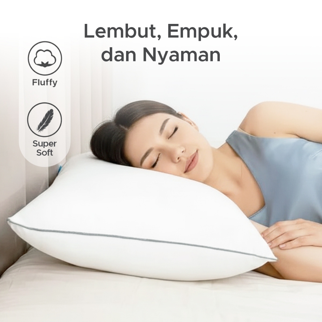 TRUU Bantal Dacron Single List Grey TR.BD01 45 x 65 cm Empuk dan Nyaman ala Hotel Kemasan Vaccum - Gambar 3