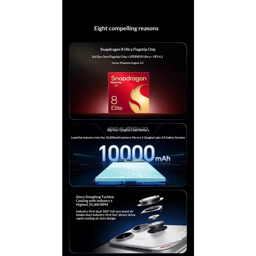 Honor WIN RT 5G 6.83''OLED 185HZ Snapdragon 8 Elite 10000mAh 100W 50MP - Gambar 2