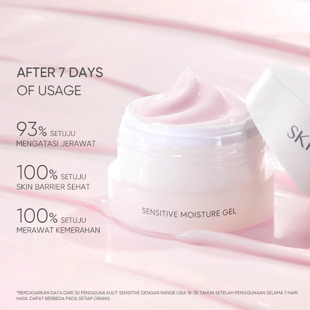 SKINTIFIC - Sensitive Moisture Gel 40ml - Calm & Repair 2in1 Moisturizer / Acne Barrier Calm Down Skin Calming Moisturizer Lightweight Gel Pelembab Wajah Kulit Sensitif Bertekstur Gel yang Ringan with Vitamin B12 Ectoin Ceramide Centella - Gambar 3