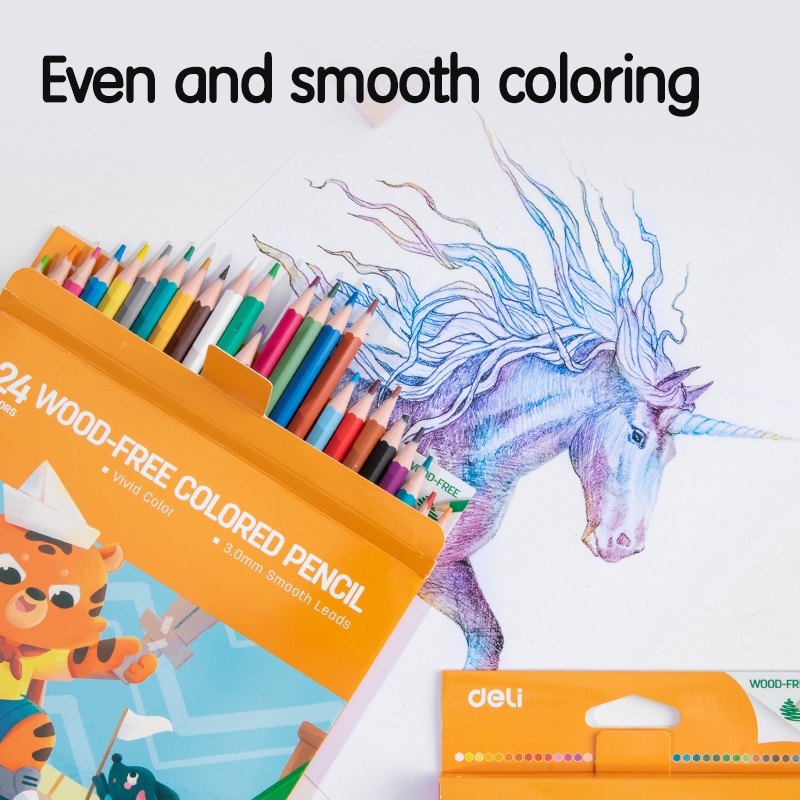 Deli Wood-Free Color Pencil / Pensil Warna 12/24/36 Warna Wood-Free EC107 - Gambar 3