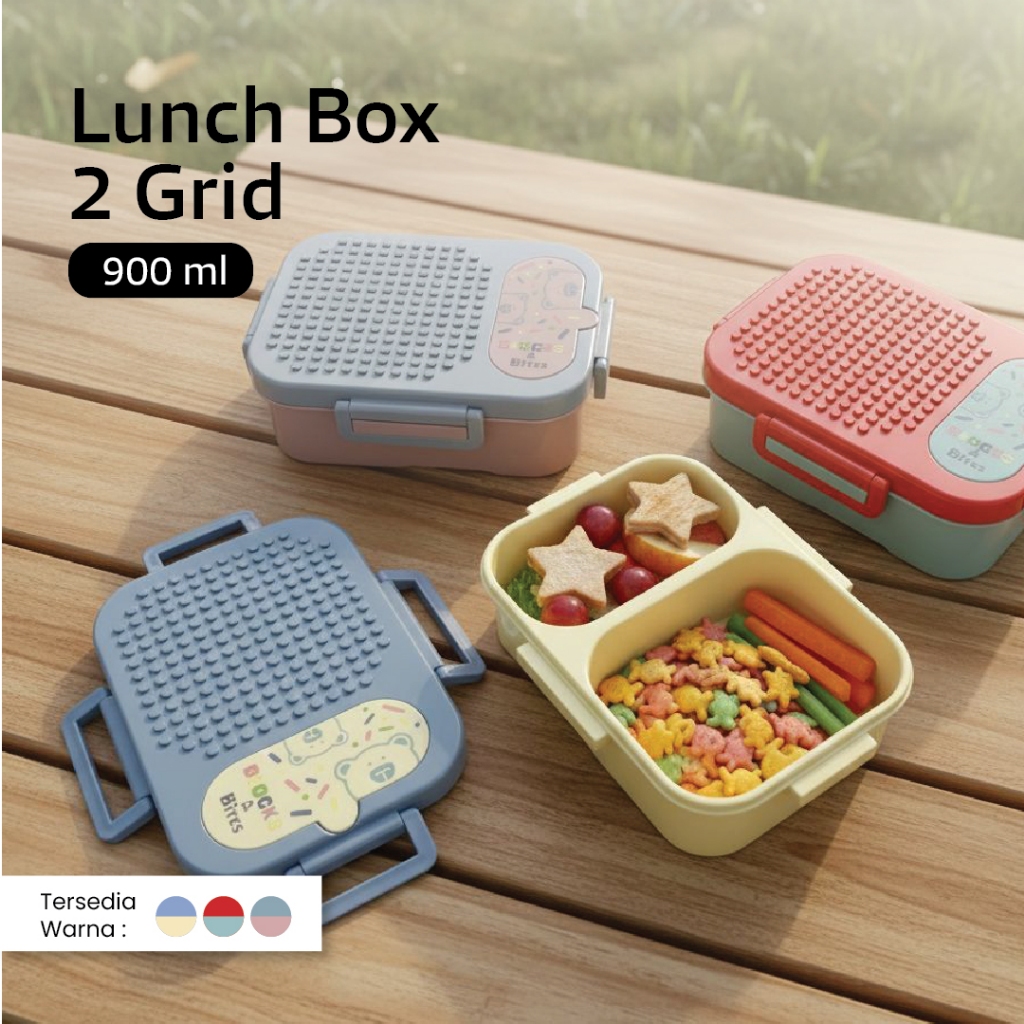 Lunch Box Kotak Makan Anak Sekat Anti Tumpah Plastik BPA FREE 850ml dan 900ml - Gambar 3