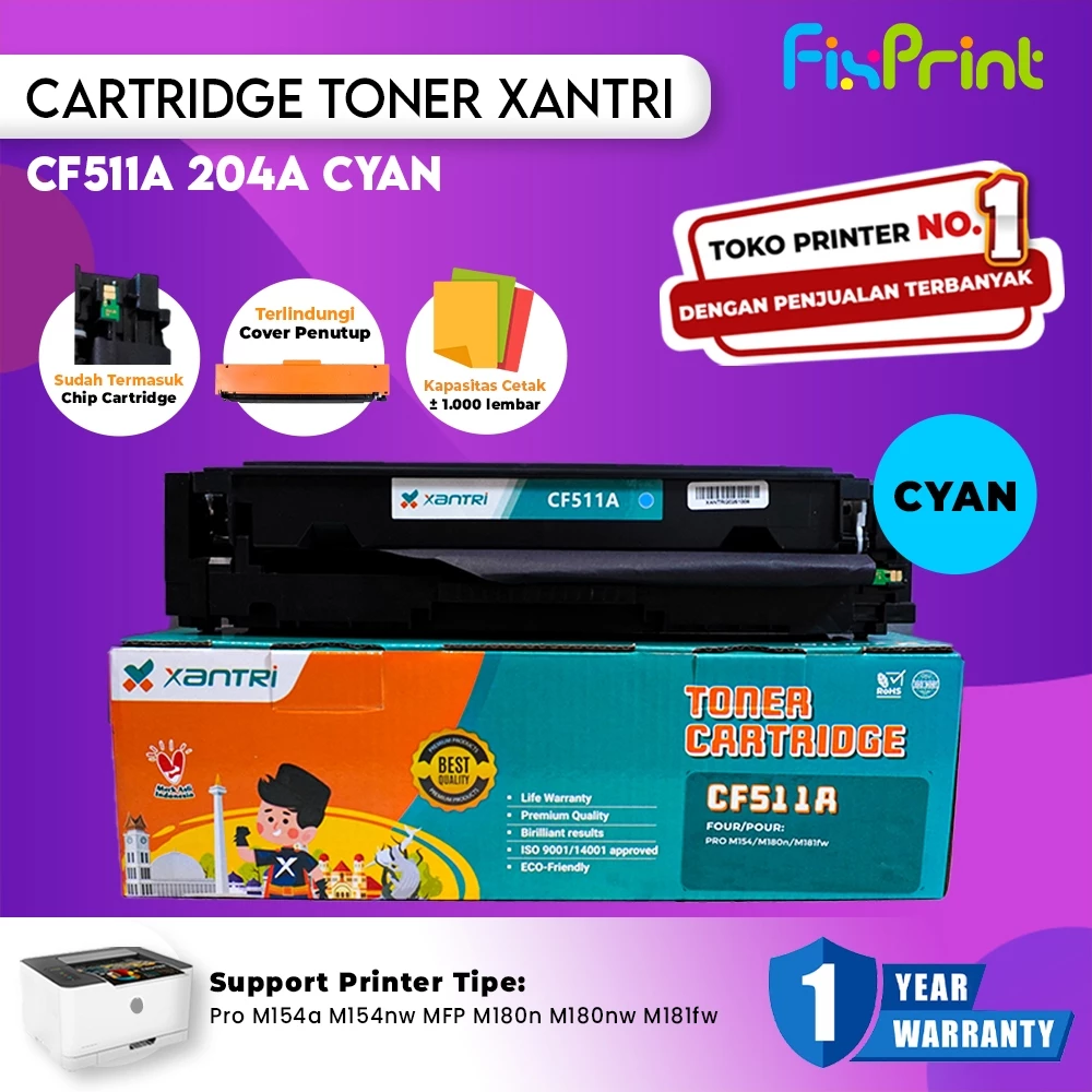 FixPrint Cartridge Toner Xantri 204A CF510A CF511A CF512A CF513A Printer M154a M154nw M180nw M181fw - Gambar 3