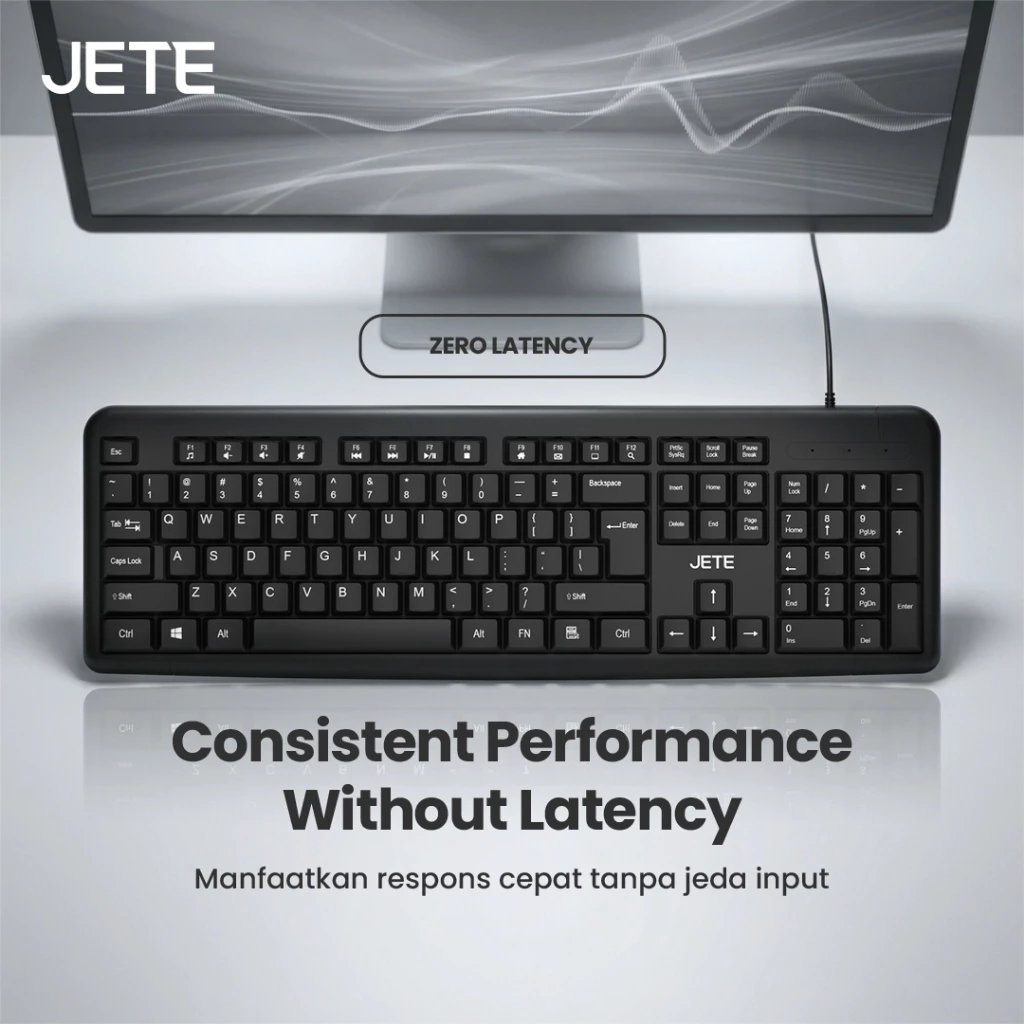Keyboard JETE KB101 Keyboard Kabel Office kantor Wired USB Cable Keyboard Numlock Laptop Windows For Macbook - Gambar 4