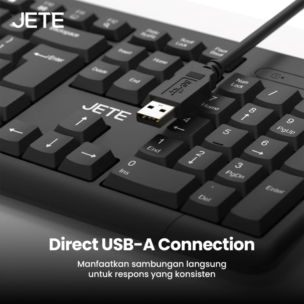 Keyboard Mouse Combo JETE MK101 Keyboard Mouse Kabel 1200 DPI Wired USB Keyboard Mouse Kantor PC Laptop Komputer Windows - Gambar 3