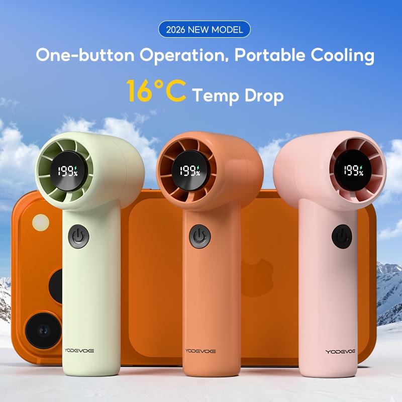 Yodevoe F013 Kipas Angin Mini Portable 1500mAh 199 speed Tampilan Digital LCD Turbo Pendinginan Cepat Isi Ulang USB - Gambar 2