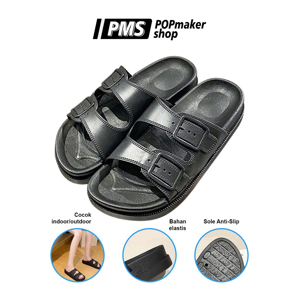POPmaker shop Sandal Wanita SP05 - Sandal Slip On Briken Style Korea Import Real Pict, Desain Nyaman & Stylish untuk Gaya Harian COD