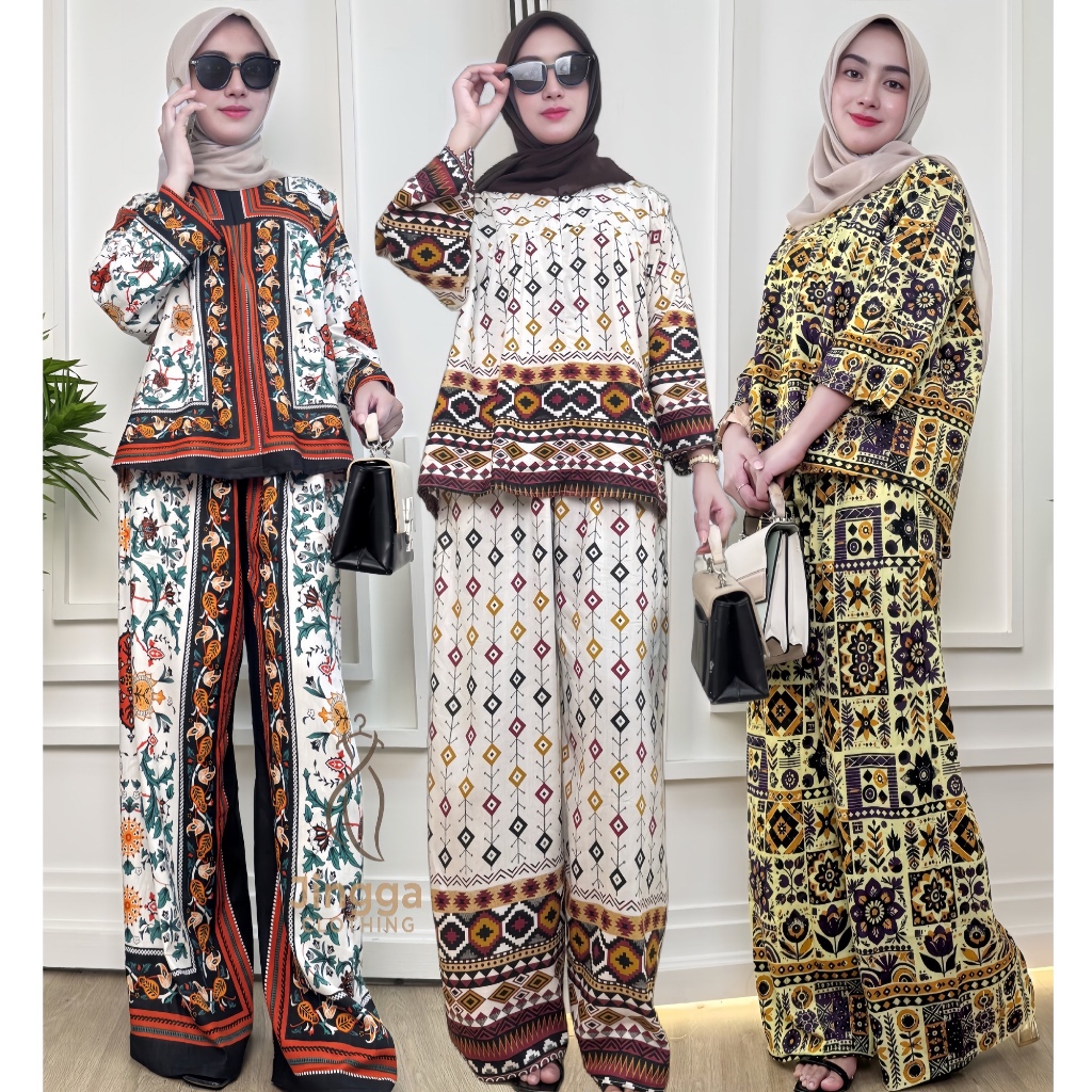 One Set Ramadhani Rayon Premium Busui Wyanita Suit Top Bottom Long ...