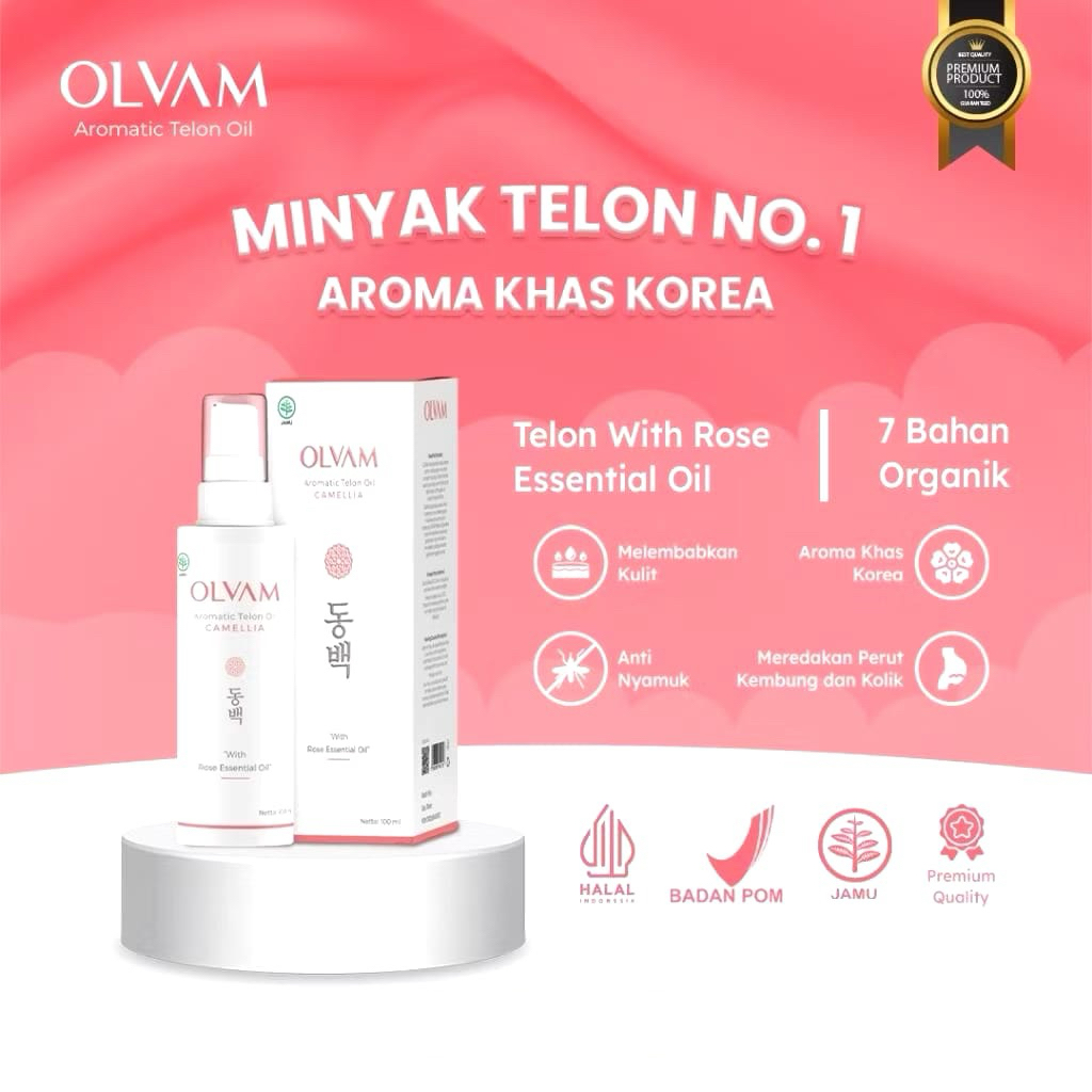 Minyak Telon Premium OLVAM dengan Rose Essential Oil 100ml