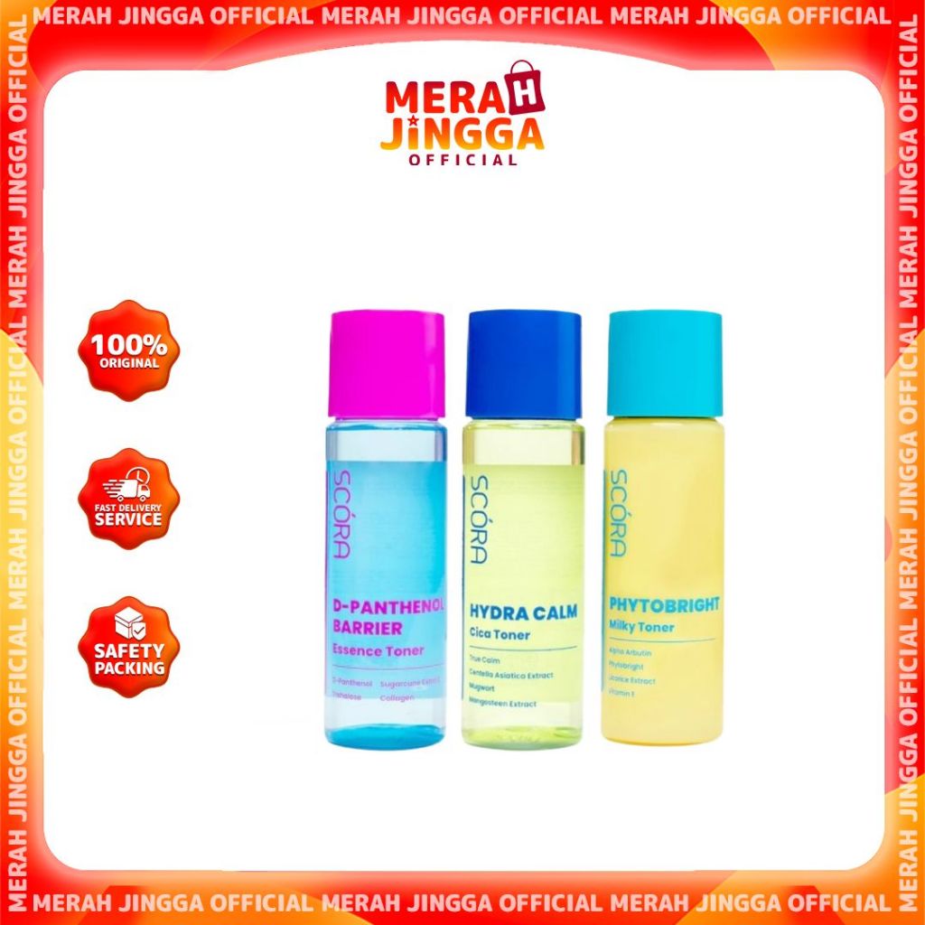 SCORA Toner Series 80ml Hydra Calm Cica Phytobright Milky D–Panthenol Barrier /Merah Jingga Official