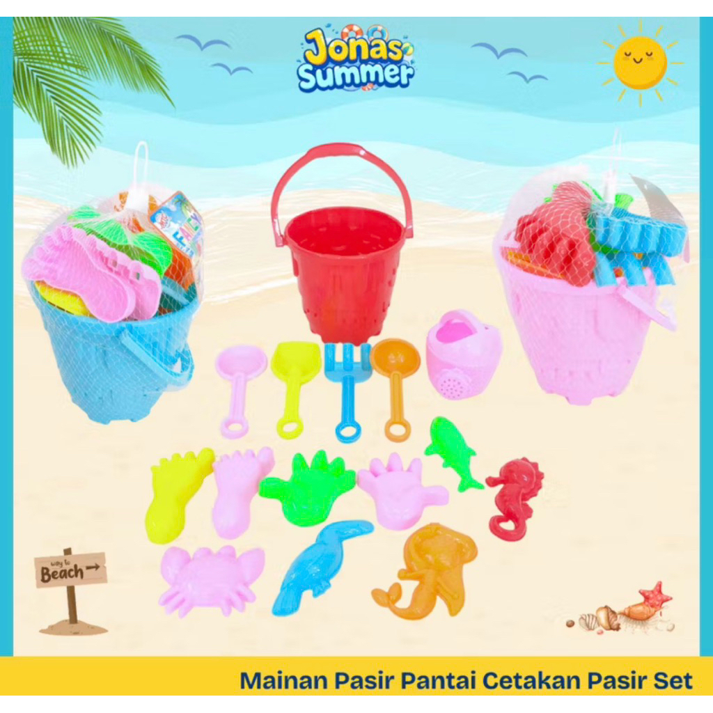Mainan Cetak Pasir Pantai Bucket Beach Set Cetakan Pasir Pantai - Gambar 3