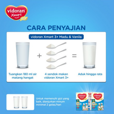 VIDORAN XMART 900GR 1+ 3+ VANILA MADU TAHAP 1+ TAHAP 3+ IMUN UP SUSU FORMULA 900 GR SSKD NM - Gambar 3