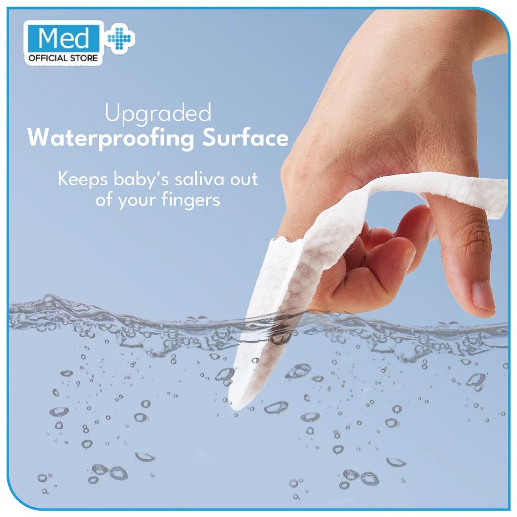 Med+ Pembersih Lidah Gigi Mulut Bayi Baby Oral Cleaner Finger Wipes Tisu Jari Mulut Kasa 30 Pcs - Gambar 4