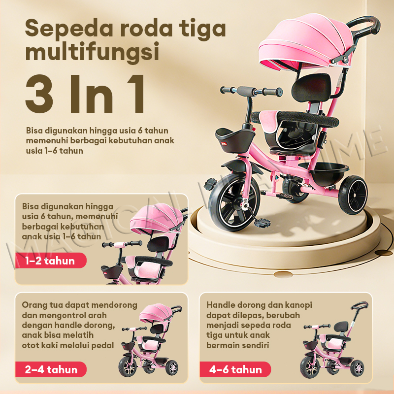 Magical Playtime Sepeda Anak 3in1 Aman Usia 1-8Tahun - Gambar 2