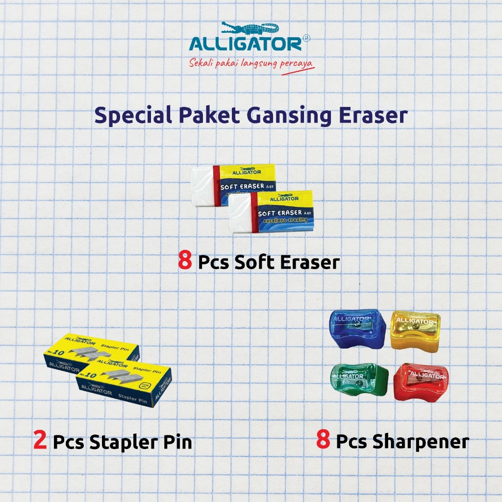 Alligator Paket DIY Gasing Lengkap + Penghapus & Staples