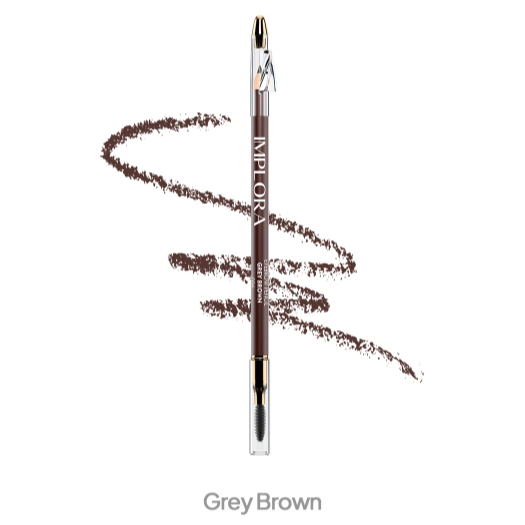 IMPLORA Eye Brow Pencil 2 IN 1 ( PENSIL + SERUTAN + SIKAT )- IMP Grey Brown / Merah Jingga Official - Gambar 3