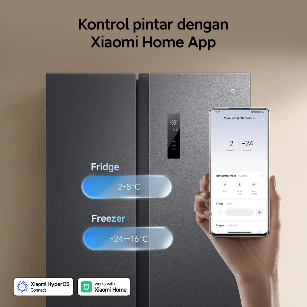 Xiaomi Mijia Side-by-Side Refrigerator 635L / Kulkas 2 Pintu / Kontrol pintar dengan Xiaomi Home App / Kapasitas Besar 635L dengan Desain Ultra-Slim / Dual Inverter / Ag+ Silver Ion: Anti-bakteri & Penghilang Bau [Xiaomi Official Store] - Gambar 4