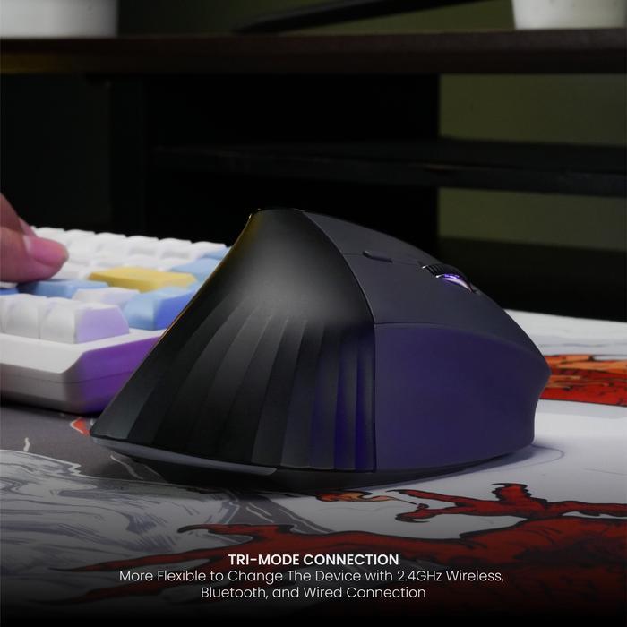 Sades Ryunix Araka MX4 / MX-4 Tri-Mode 3in1 Connection Ergonomic Vertical Mouse - Gambar 3