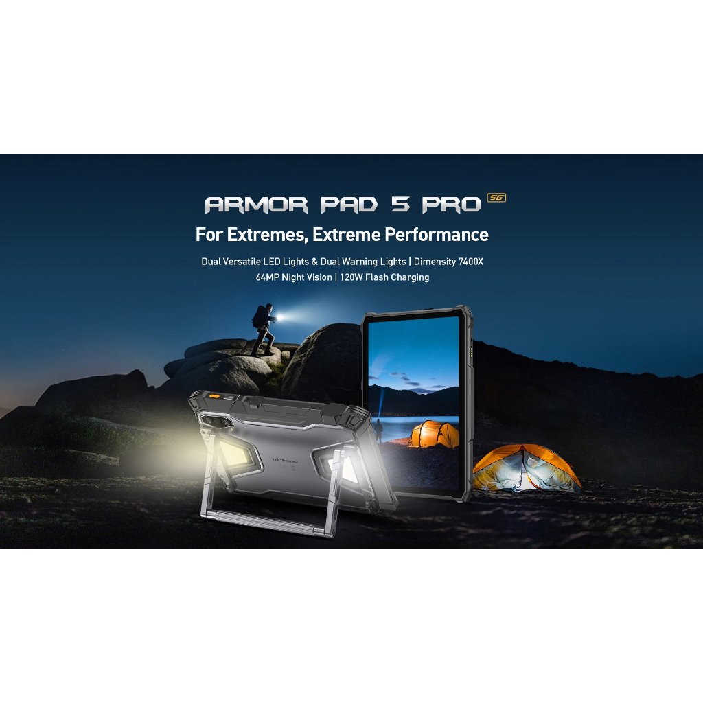 Ulefone Armor Pad 5 Pro 5G 11''LCD IPS FHD+ Dimensity 7400X 12GB 512GB 24200mAh 120W Night Vision - Gambar 2
