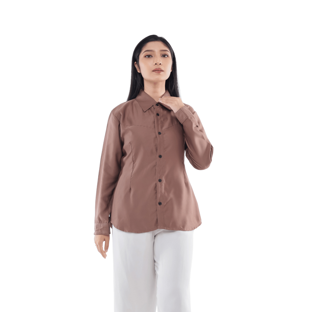 Waskito Kemeja Wanita Satin Doff Lengan Panjang - Gambar 2