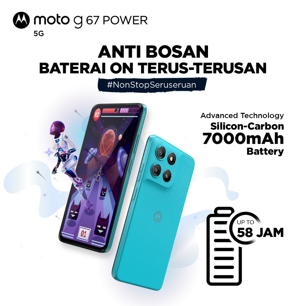 Moto G67 Power 5G - RAMBoost 24GB/256GB - Snapdragon7s Gen2 - 7000mAh SiliconCarbon - 50MP Sony LYTIA600 - 4K Semua Lensa - 32MP Selfie - 6.72" - IP64 GG7i MIL810H - Dolby Stereo - Gambar 2