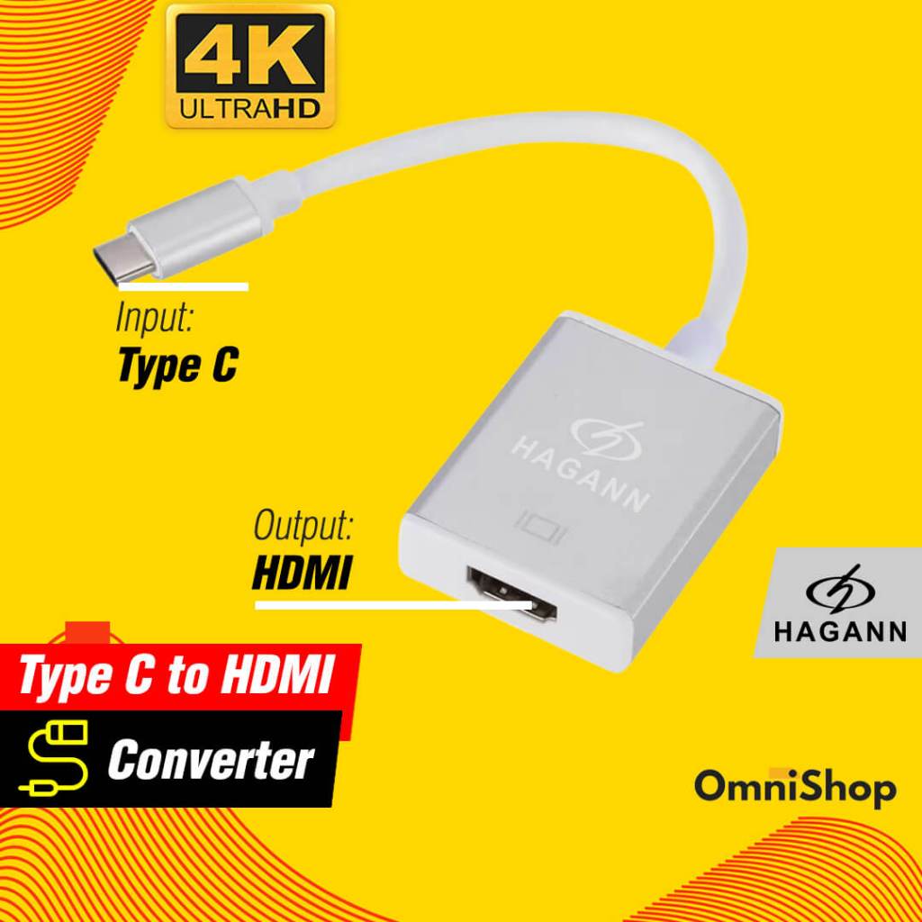 Type C to HDMI Adapter Converter Cable 1 Year Warranty HAGANN CON-CC21 ...