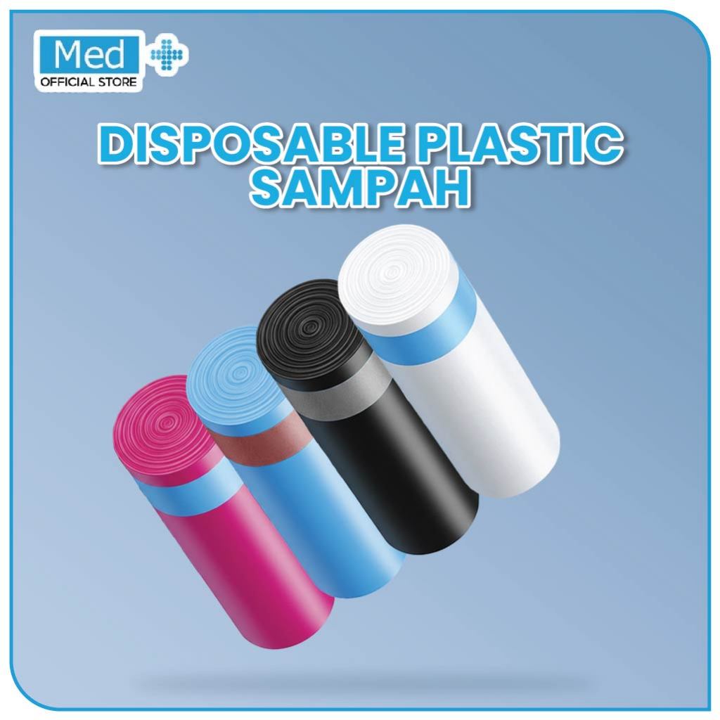 Med+ NEW Kantong Plastik Sampah Gulung Warna Random Premium Isi 15pcs Rumah Tangga Kantong Kresek Tali Serut Trash bag Roll