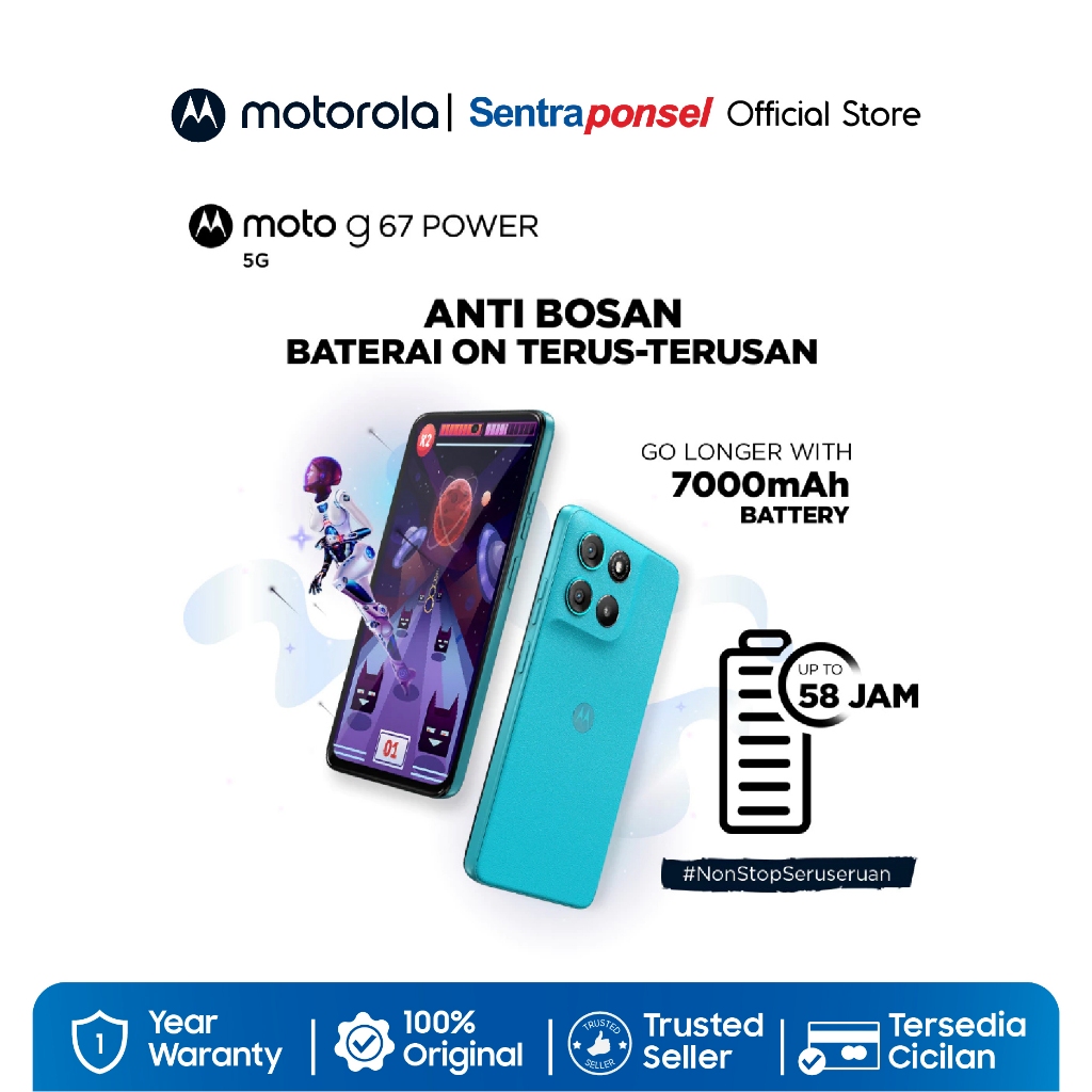 Motorola G67 Power / Moto G67 Power 5G / RAMBoost 24GB/256GB - Snapdragon7s Gen2 - 7000mAh SiliconCarbon - 50MP Sony LYTIA600 - 4K Semua Lensa - Gambar 2
