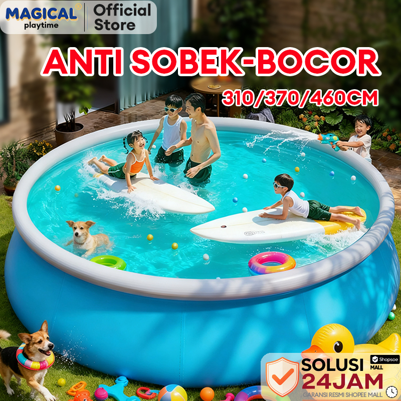 MAGICAL PLAYTIME Kolam Renang Tiup Premium Jumbo 1.9M/2.5M/3.1M/3.7M/4.6M Kolam Anak Keluarga Portable Tebal Outdoor Free Pompa