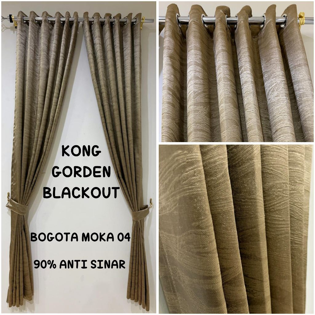 KONG Gorden BLACKOUT AESTETIK EMBOS MINIMALIS Jendela Kamar Tebal DOF GLOSY Elegan PINTU SEKAT - Gambar 4