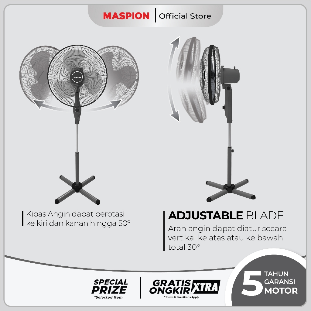 Maspion Stand Fan Kipas Angin Berdiri 16 Inch EX-1611 SX - Gambar 3