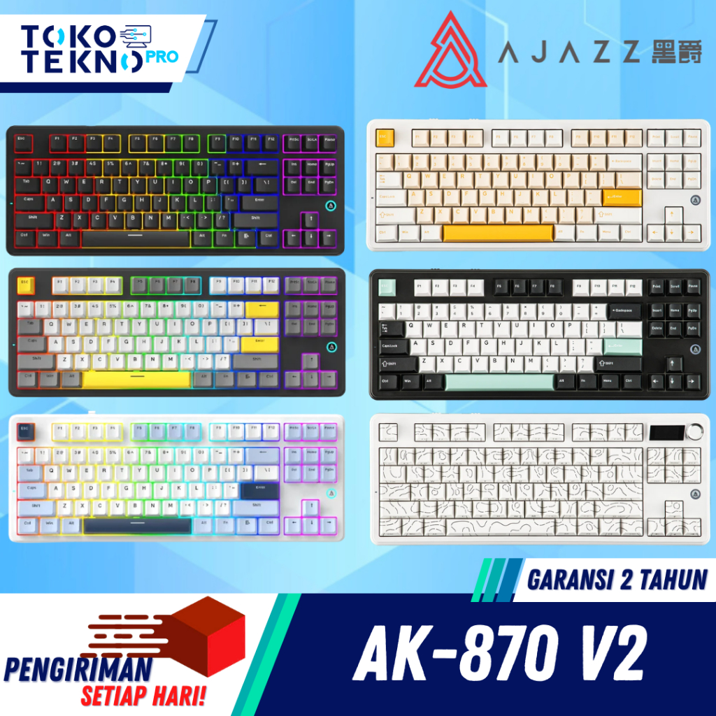 Ajazz AK870 / AK-870 V2 TKL Keyboard Gaming Mechanical 3-Mode RGB keyboard