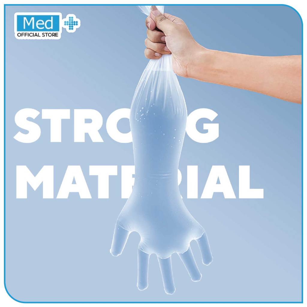 Med+ Disposable PE Long Sleeve Plastic Gloves 58cm / Sarung Tangan Lengan Panjang Plastik Sekali Pakai 10 Pcs (5 Pasang) - Gambar 2