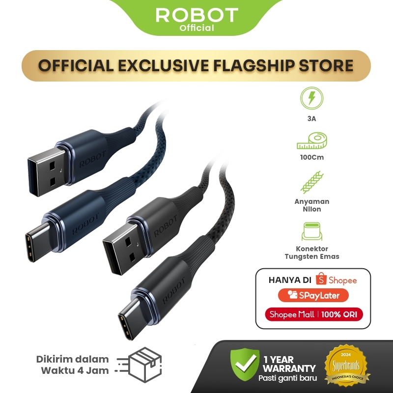 Robot Kabel Data Fast Charging 480Mbps Anti Kusut